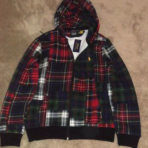 Polo by Ralph Lauren Multicolor Patchwork Plaid Men's Full-Zip Hooded Jacket NEW